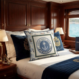 Almofada Emblema de Âncora Náutica Personalizado Azul Marin