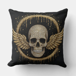 Almofada ☠️ Emblema de Caveira com Auréola Dourada para Pre