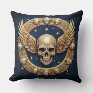 Almofada Emblema de Caveira para Decoração Gótica 💀