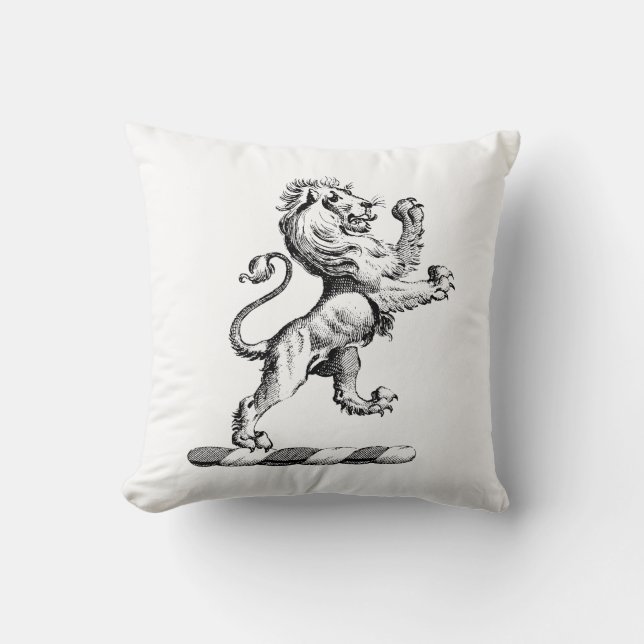 Almofada Emblema de Elmo com Leão Heráldico em Pé (Frente)