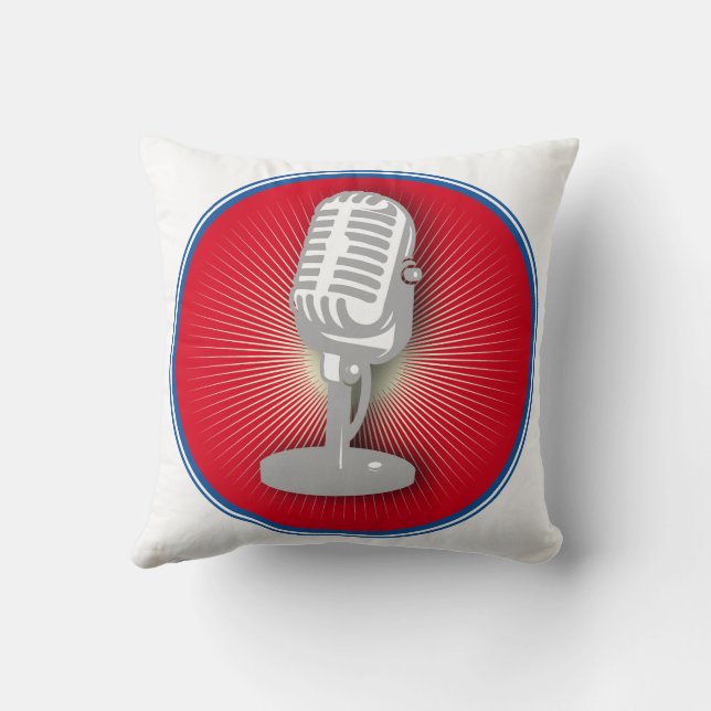 Almofada Emblema de microfone da Vintage (Verso)