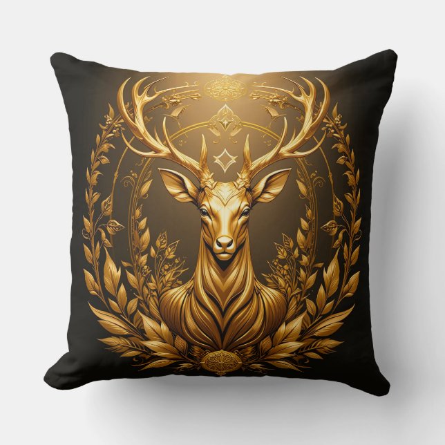 Almofada Emblema de Veado Dourado (Frente)