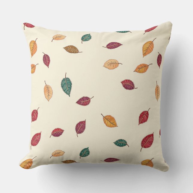 Almofada Embroidered Look Fall Leave Throw Pillow (Frente)
