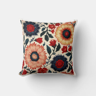 Almofada Embroidered Suzani Motif Folk Art FlorThrow Pillow