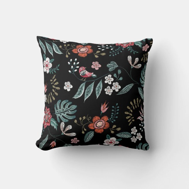 Almofada Embroiderme Colar Floral, Buquê Vintage. (Frente)