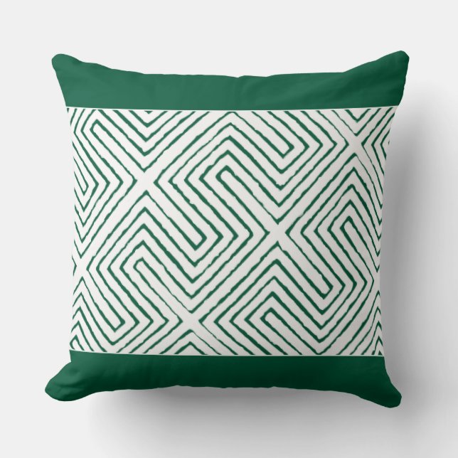 Almofada Emerald Green e White African Mud Cloth (Frente)