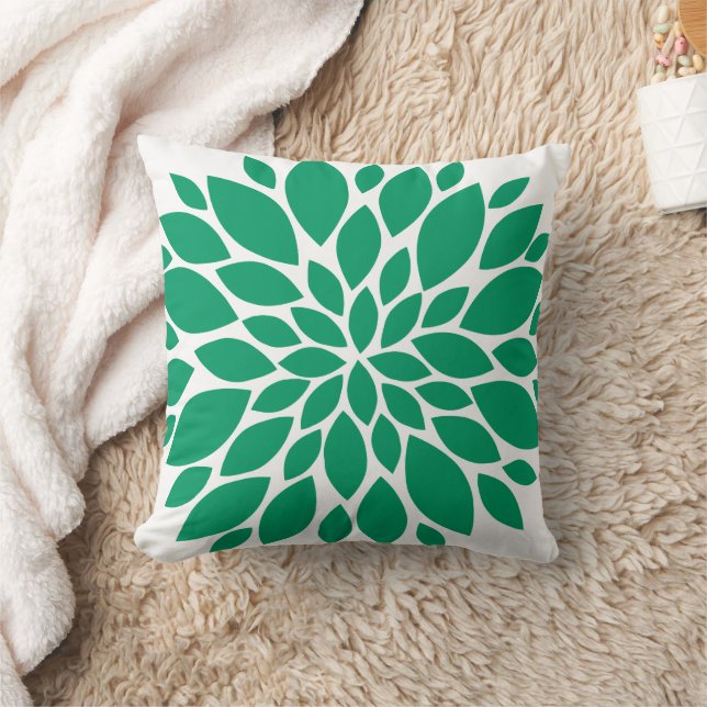 Almofada Emerald Green e White Floral Burst (Cobertor)