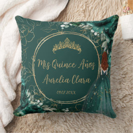 Almofada Emerald Green Floral Princesa Quinceañera Keepsaam