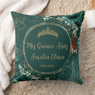 Almofada Emerald Green Floral Princesa Quinceañera Keepsaam