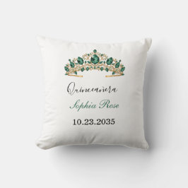 Almofada Emerald Green Gold Tiara Quinceañera Pillow