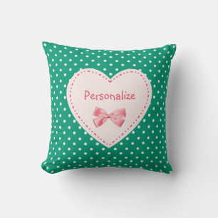 Almofada Emerald Green Heart com nome