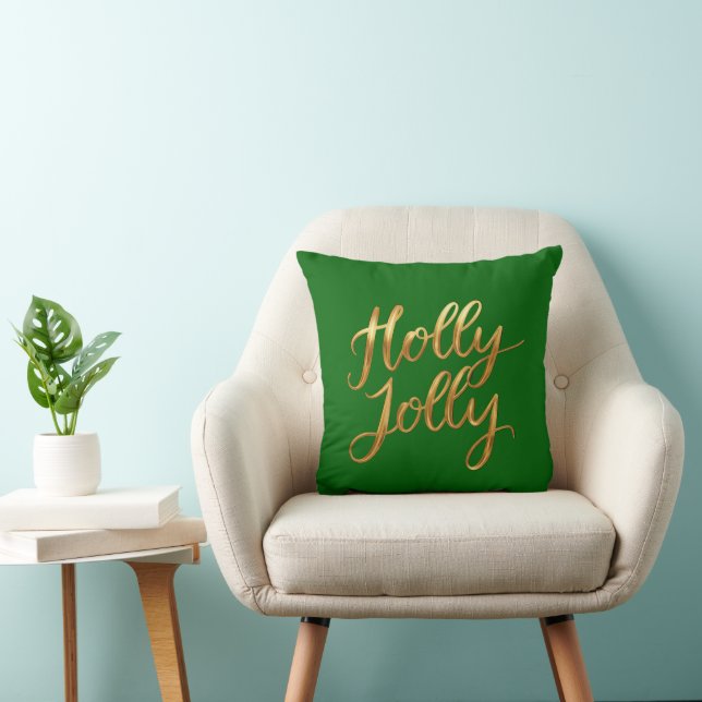Almofada Emerald Green Holly Jolly - Dourado Decor de Scrip (Cadeira)