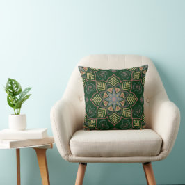 Almofada Emerald Green Mandala Flower Bohemian Patterian