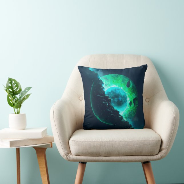 Almofada Emerald Lunar Core Cracking Aberto DALL-E Arte AI (Cadeira)