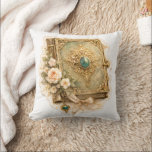Almofada Emerald Storybook Fairytale Throw Pillow<br><div class="desc">A charming throw pillow featuring a vintage emerald storybook design adorned with delicate roses and elegant golden details. Inspired by timeless fairytales and classic storybook illustrations,  this decorative piece adds a soft touch of magical nostalgia—perfect for creating a cozy,  enchanted atmosphere in any space.</div>
