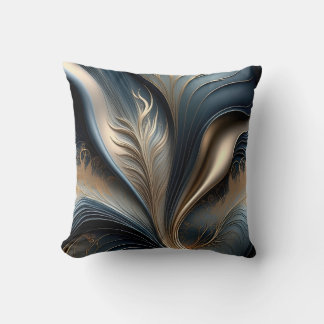 Almofada Emerald Whisper - Teal - Gold Abstract Floral Art