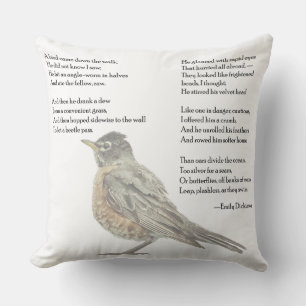 Almofada Emily Dickinson "In the Garden" Poem Travesseiro