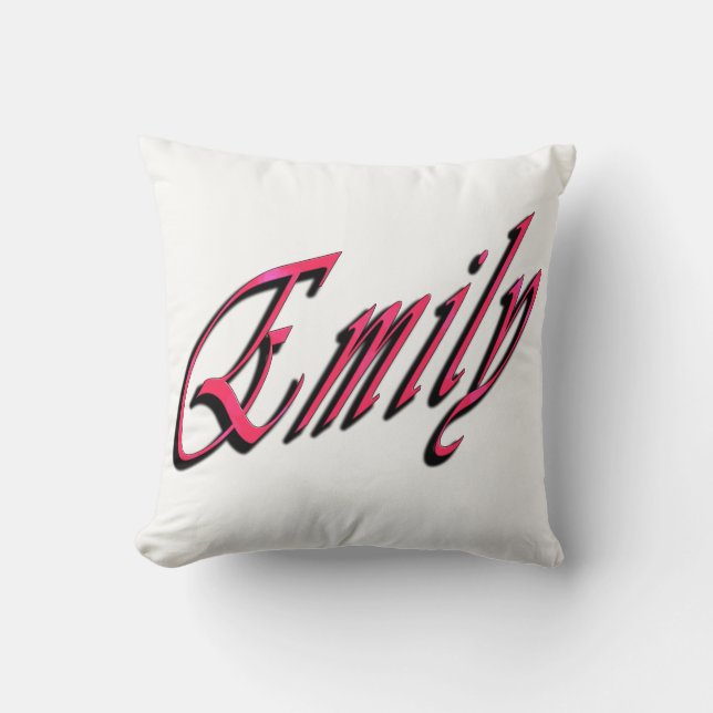 Almofada Emily, Meninas Nome Cor-de-rosa Logotipo Cursivo B (Frente)