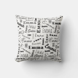 Almofada Emma Custom Name Black White