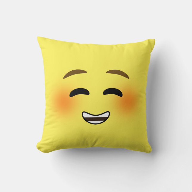 Almofada Emoji de sorriso branco (Frente)
