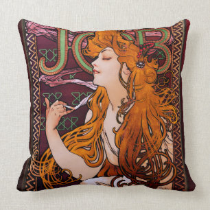 Almofada Emprego de Alphonse Mucha Vintage Art Nouveau Trab