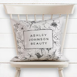 Almofada Empresa Floral Botânica Rosa Espelhada Moderna<br><div class="desc">Eu estava pensando sobre como eu poderia carregar meu melhor cartão de visita vendido para outros produtos, e pensei que ele ficaria maravilhoso em um travesseiro! Este é o resultado:) Eu posso vê-lo em um salão na sala de espera, e acho que é tão fofo! Esta design botânica moderna, cor-de-rosa-claro,...</div>