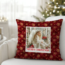 Encantador Anjo de Natal Vitoriano Vermelho e Dour