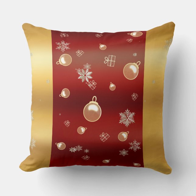 Almofada Encantamento de Natal vermelho e dourado (Frente)