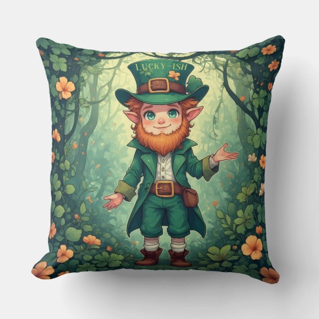 Almofada Enchanted Forest Leprechaun Luckyish Nursery Decor (Frente)