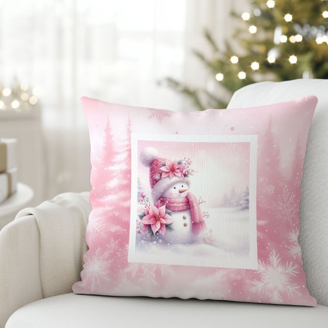 Almofada Enchanted Pinkmas Pillow Snowman Winter Magic (Enchanted Pinkmas Pillow Snowman Winter Magic)