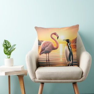 Almofada Encontro Flamingo e Penguin Sunset