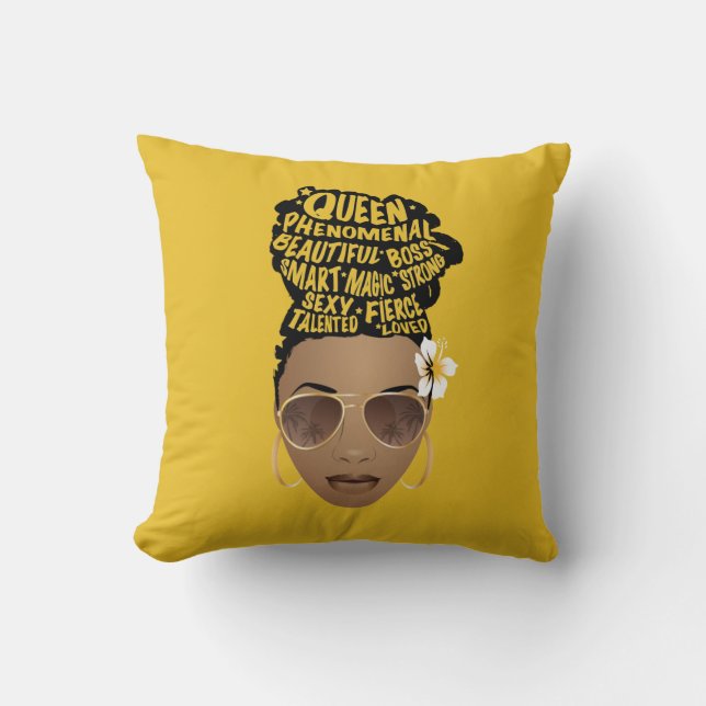 Almofada Encorajando as mulheres negras, fio de cabelo natu (Frente)