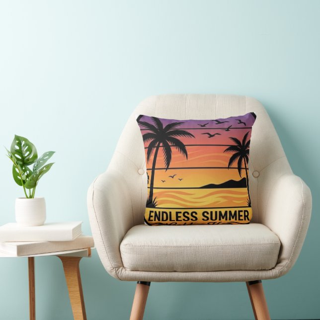Almofada Endless Summer Sunset Tropical Throw Pillow - Palm (Cadeira)