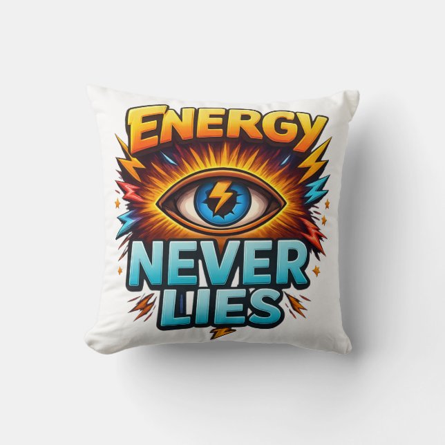 Almofada Energy Never Lies – Electric Eye Power Logo Design (Frente)