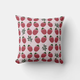 Almofada Ênfase de Morango de Aquarela Elegante