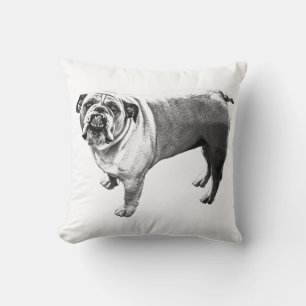 Almofada Ênfase do Bulldog do Lado do Coração