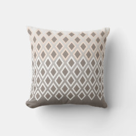 Almofada Ênfase do Padrão de Diamante Branco e Taupe
