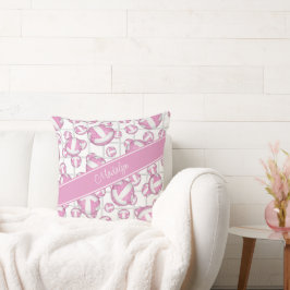 Almofada Ênfase líquida do padrão de volicola branca rosa