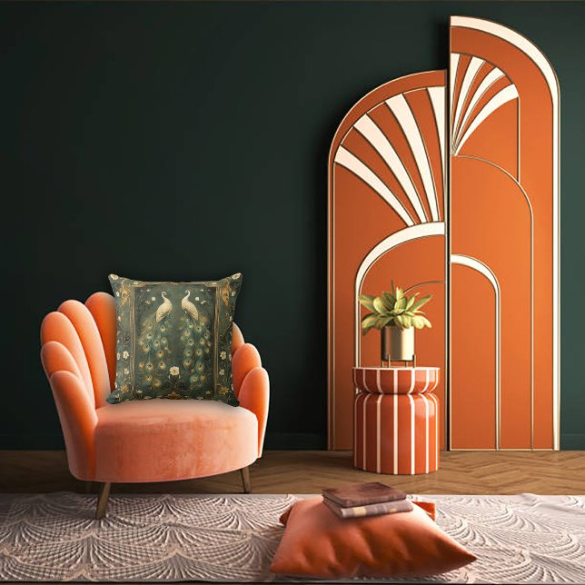 Almofada Ênfase Peacock de Arte eterno Nouveau (Criador carregado)