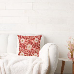 Almofada Enfeite Chinês Owen Jones Floral Vermelho Branco