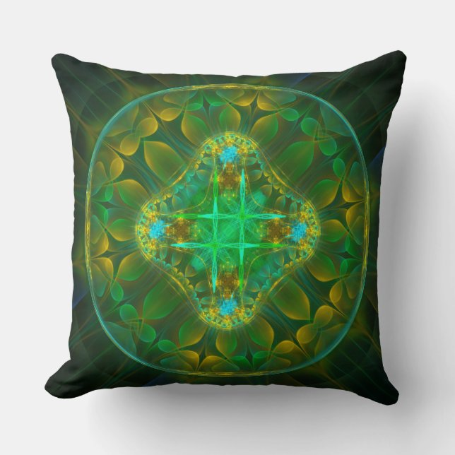Almofada Enfeite de fada fractal redondo (Frente)