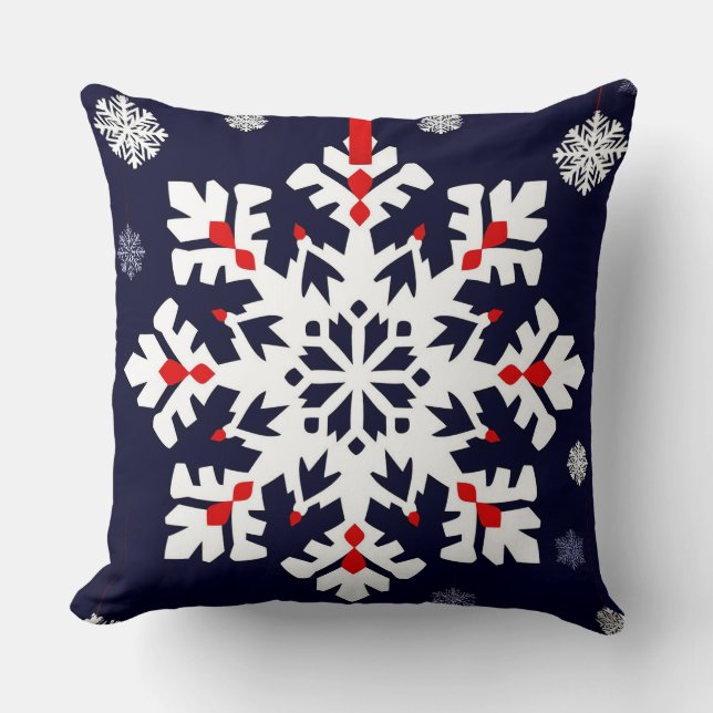 Almofada Enfeite de Floco de Neve Branco Elegante (Frente)