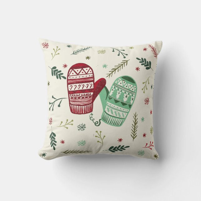 Almofada Enfeite de Luvas de Natal (Frente)
