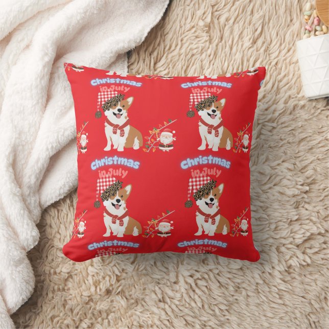 Almofada Enfeite de Natal de Julho Corgi (Cobertor)