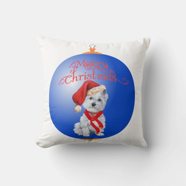 Almofada Enfeite de Natal Westie (Frente)