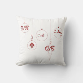 Almofada Enfeites de natal Berry Red Monogramas Bauble