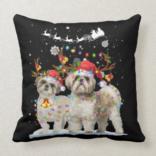 Almofada Enfeites de natal Leves Shih Tzu Reindeer Xmas