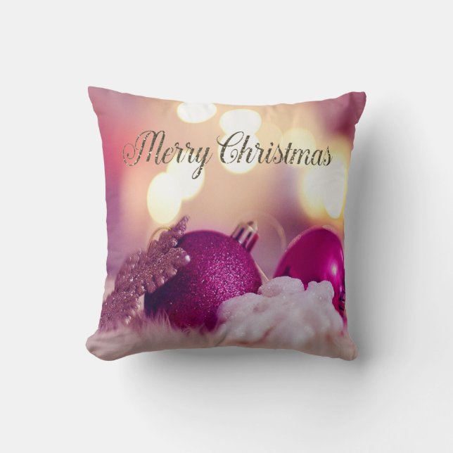 Almofada Enfeites de Natal Violeta Brilhantes Elegantes (Frente)
