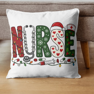 Almofada Enfermeira de Natal Vibrante Design Médico Festivo