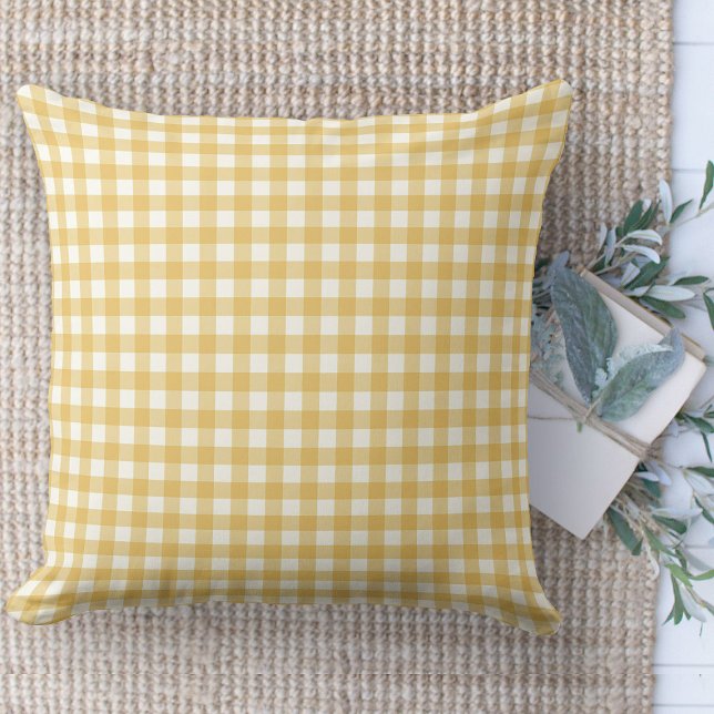 Almofada Enfermeiro de Gingham Amarelo e Branco Moderno da  (throw pillow farmhouse pillows country yellow and white gingham plaid throw pillow )